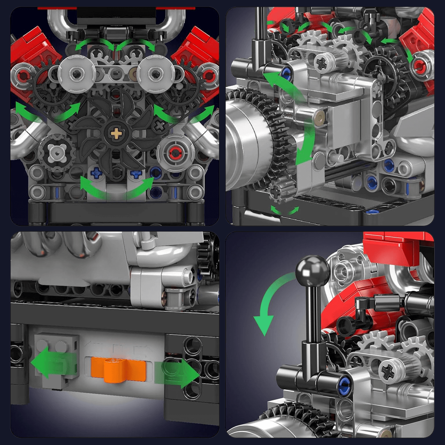 Motorised Italian V8 Engine 749pcs