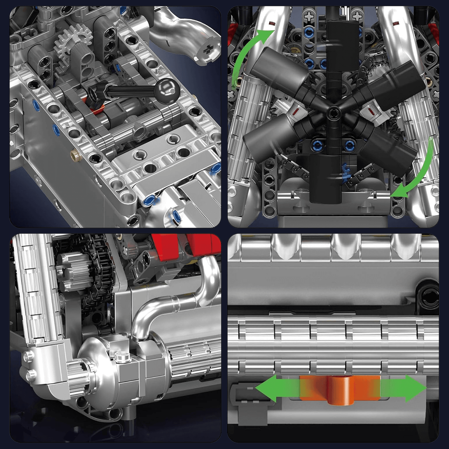 Motorised German V8 Engine With Gearbox 1168pcs